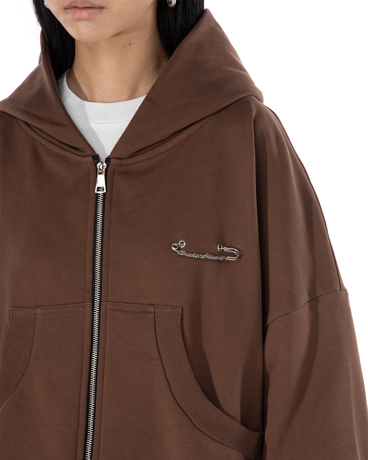 BROKENHEART Brown Zip Hoodie | Blowhammer, color_brown